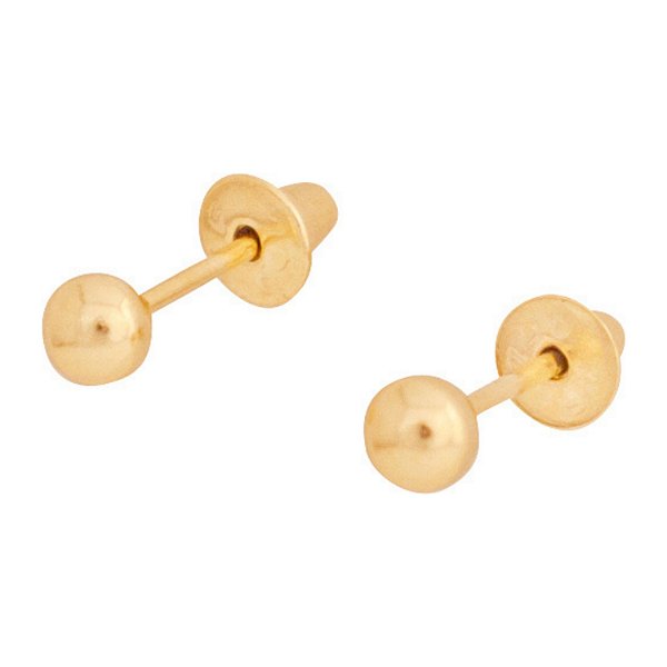 BRINCO INFANTIL BOLINHA 3MM OURO 18K.
