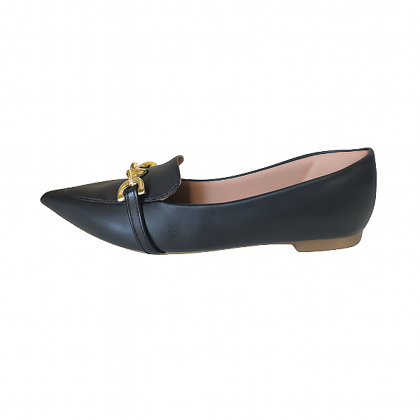 Mocassim Sapatilha Feminina Bico Fino Fivela Napa Moda