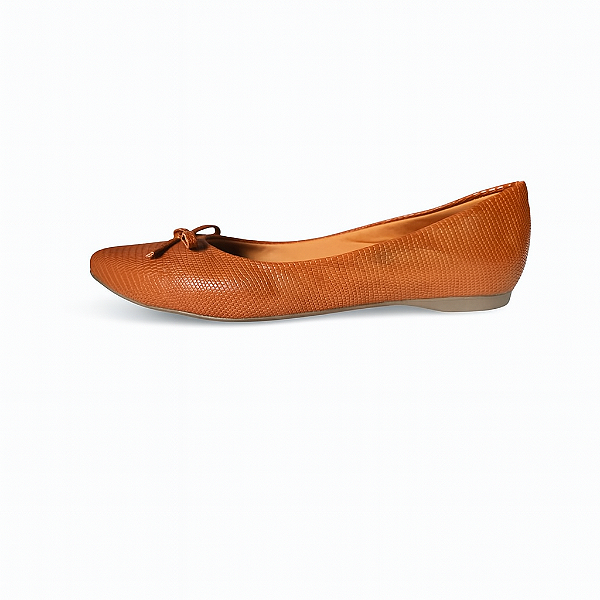 Sapatilha Bico Fino Feminina Napa Croco Marrom Laço Confort