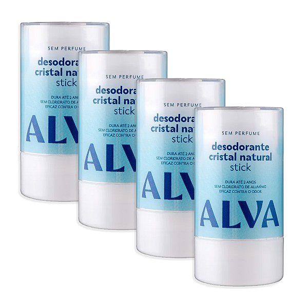 Desodorante Alva Cristal Stick Vegano 120g  - Combo 4 Und (FRETE GRÁTIS)