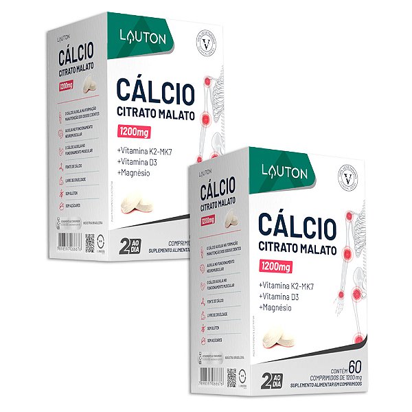 Cálcio Citrato Malato 1200mg 60 Comp. Lauton - 2 Unidades