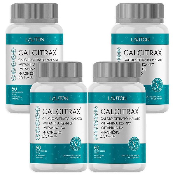 Calcitrax Cálcio Citrato Malato 60 Comp. Lauton - 4 Unidades (FRETE GRÁTIS)