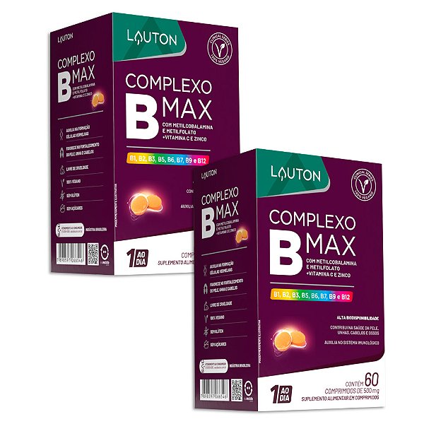 Complexo B Max 60 Cápsulas Lauton Nutrition - 2 Unidades