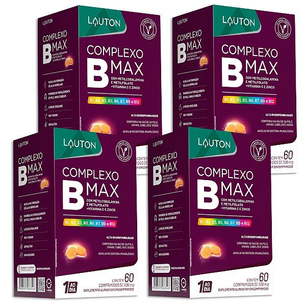 Complexo B Max 60 Cápsulas Lauton Nutrition - 4 Unidades (FRETE GRÁTIS)