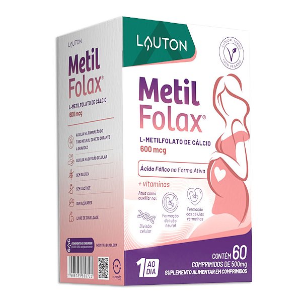 Metilfolax Metilfolato de Cálcio 360mcg 60 Comp. - Lauton