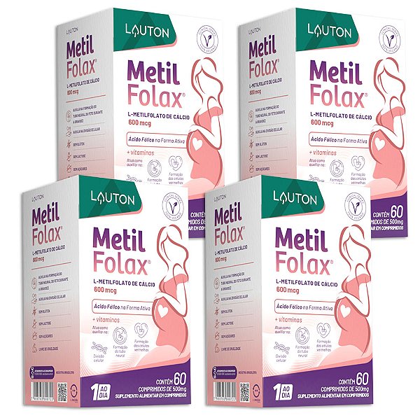 Metilfolax Metilfolato de Cálcio 360mcg 60 Comp Lauton 4 Un. (FRETE GRÁTIS)