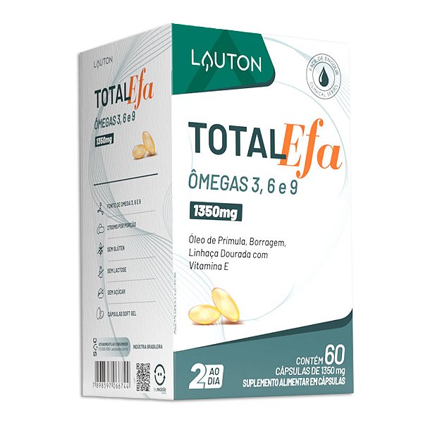 Total Efa Ômegas 3, 6 e 9 60 Cápsulas - Lauton