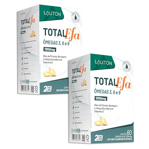 Total Efa Ômegas 3, 6 e 9 60 Cápsulas Lauton - 2 Unid.