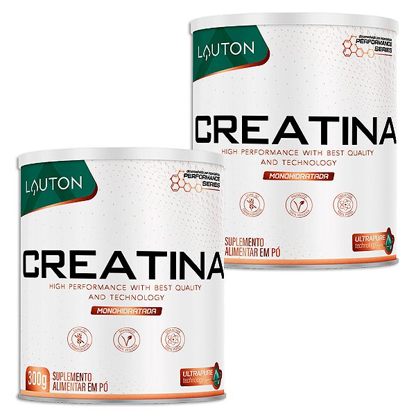 Creatina Monohidratada 300g Lauton 100% Pureza - 2 Unidades (FRETE GRÁTIS)