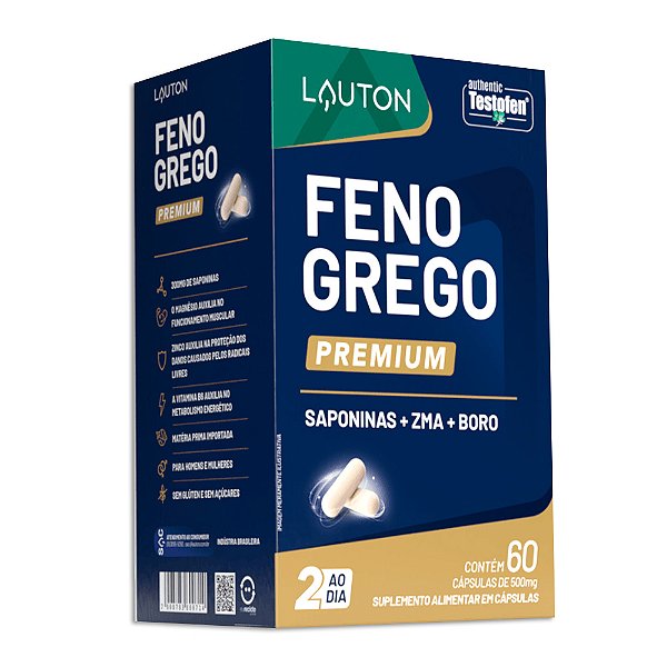 Feno Grego Premium 60 Caps Saponinas + ZMA + Boro  - Lauton