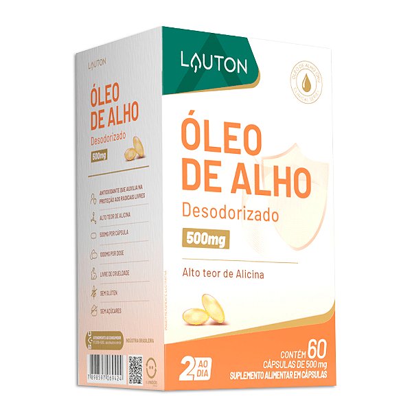 Óleo de Alho Desodorizado 500mg 60caps Lauton - Saúde e Imunidade Natural