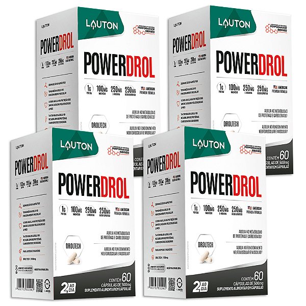Suplemento Powerdrol Pré-Treino Natural 60 Cp. Lauton - 4 Un