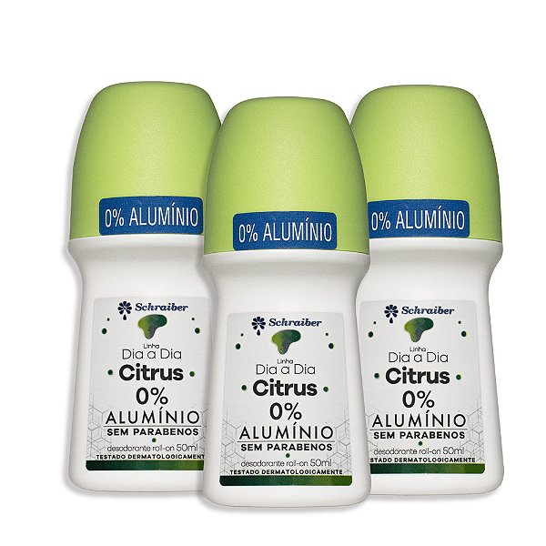 Desodorante RollOn Citrus Schraiber 60ml – 3 Unidades | Sem Alumínio e Parabenos