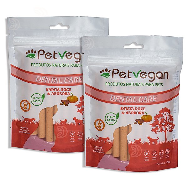 Kit com 2 unidades Dental Care PetVegan Batata Doce e Abóbora – 150g cada