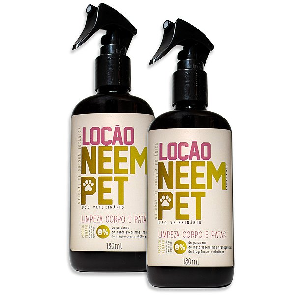 Loção Neem Pet Limpeza Corpo e Patas 180ml Openeem - 2 Unid.