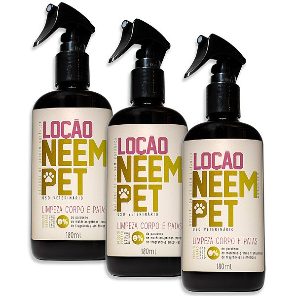 Loção Neem Pet Limpeza Corpo e Patas 180ml Openeem - 3 Unid. (FRETE GRÁTIS)