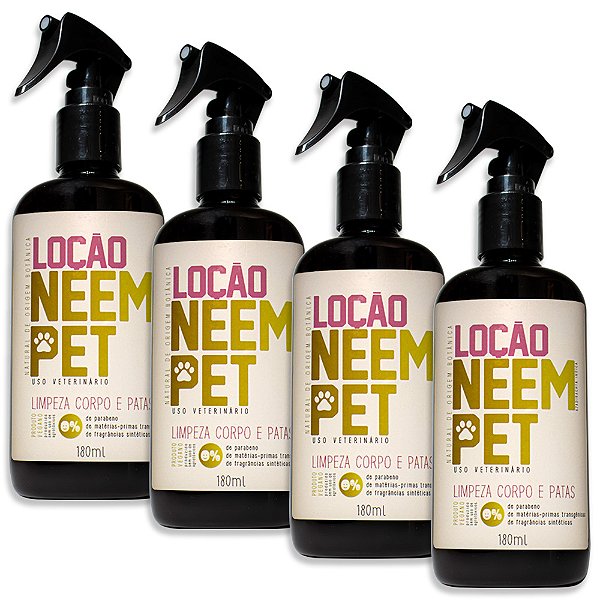 Loção Neem Pet Limpeza Corpo e Patas 180ml Openeem - 4 Unid. (FRETE GRÁTIS)