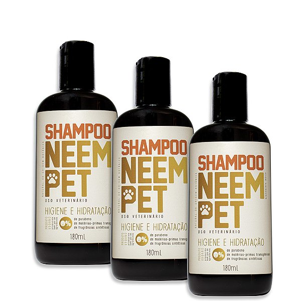 Shampoo Neem Pet 180ml para Cães e Gatos Openeem - 3 Unid.