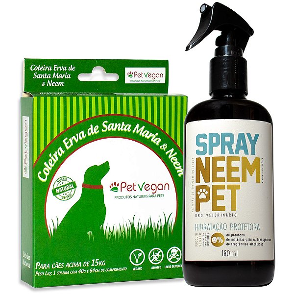 Spray Neem Pet + Coleira Erva de Santa Maria Cães acima 15kg