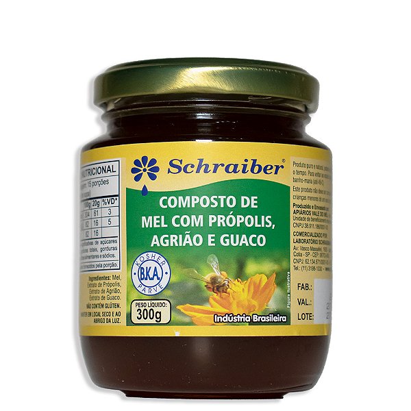Composto de Mel Com Própolis, Agrião e Guaco 300gr