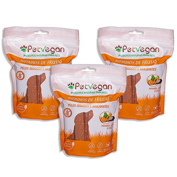 Bifinho PetVegan Frutas 300g |100% Vegano Sem Glúten - 3 Un