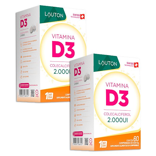 Vitamina D3 2000UI 60 Comprimidos Lauton - 2 Unidades