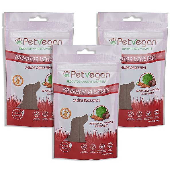 Bifinho PetVegan Vegetais 60g | 100% Vegano Sem Glúten 3 Un.