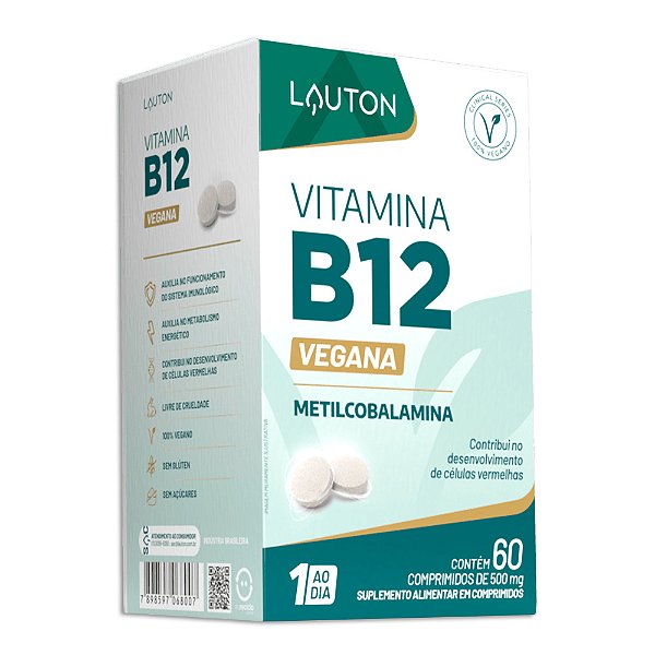 Vitamina B12 Vegana Metilcobalamina 60 Comprimidos - Lauton
