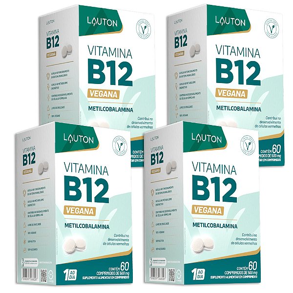 Vitamina B12 Vegana 60 Comprimidos Lauton - 4 Unidades (FRETE GRÁTIS)