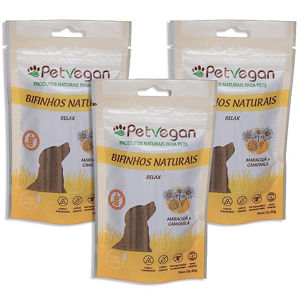 Bifinho PetVegan Relax 60g |100% Vegano Sem Glúten - 3 Un