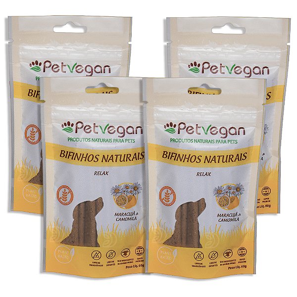 Bifinho PetVegan Relax 60g |100% Vegano Sem Glúten - 4 Un