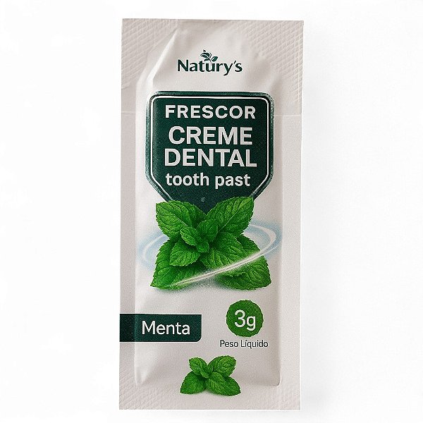 100 Cremes Dental Natury’s Frescor Menta 3g Sem Flúor