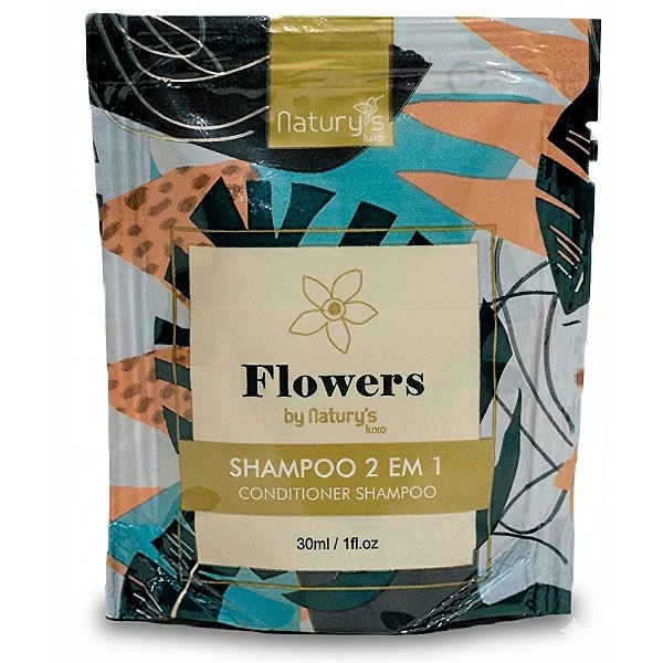 Kit 100 Shampoo 2 em 1 Sachê 30ml Flowers by Naturys | Amenidades para Hotéis e Pousadas