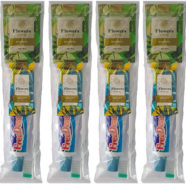 100 Kits Higiene pessoal Doação, Viagem, Hotel, Hospital ( 4 itens )