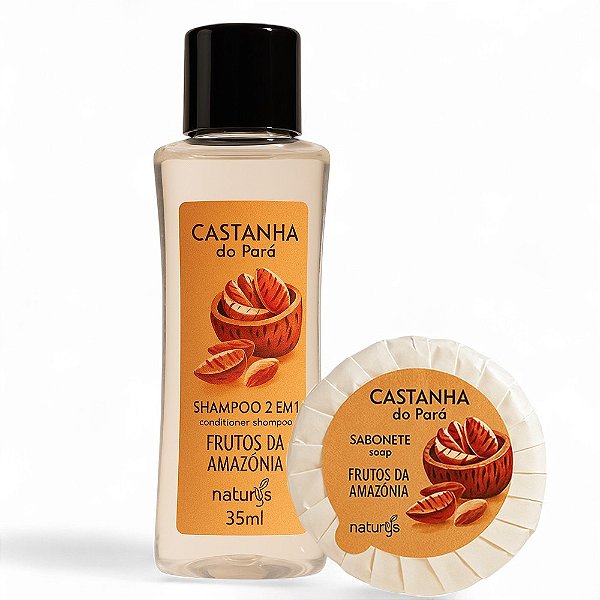 Kit 100 Sabonetes 20g + 100 Shampoo 2 em 1 Castanha do Para 35ml