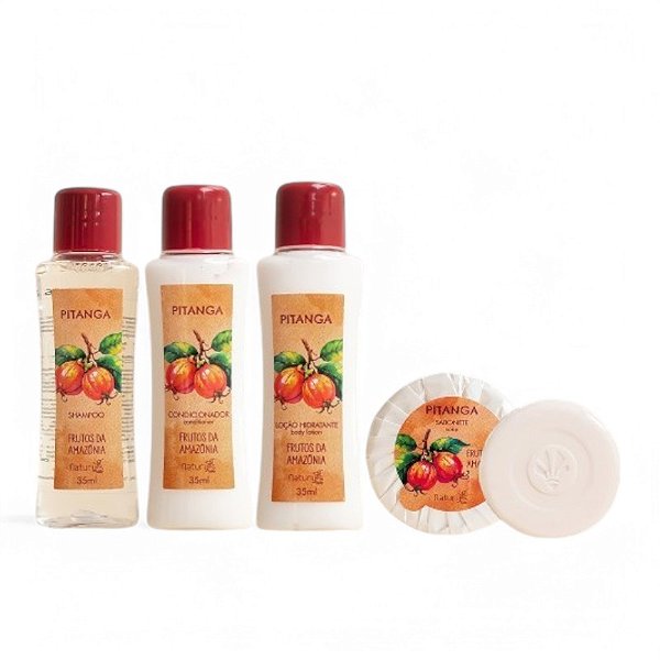 Kit Pitanga Shampoo, Condicionador, Hidratante 35Ml e Sabonete 20g Embalado