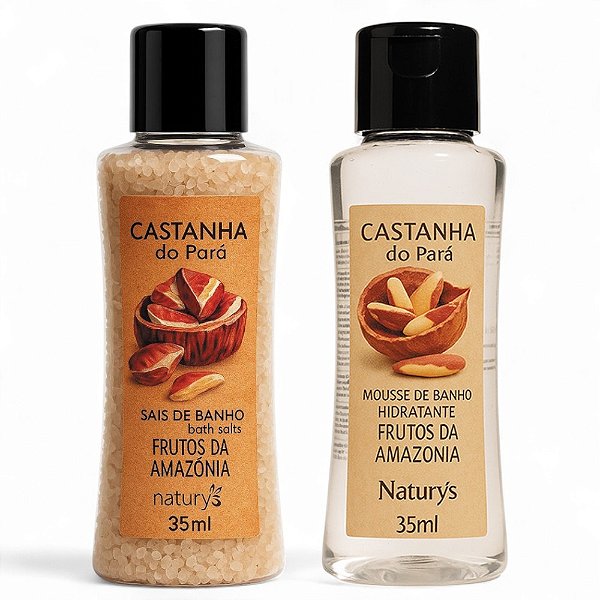 50 Kits Hidromassagem Castanha do Pará Sais + Mousse De Banho Naturys