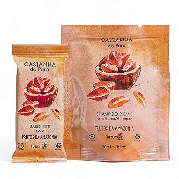 Kit Shampoo 2 em 1 , Sabonete 15g Castanha do Pará Naturys