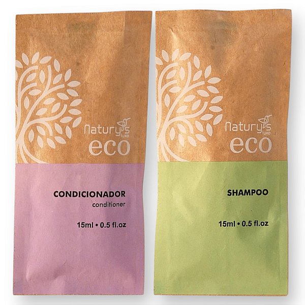 Kit 50 Shampoo e Condicionador Sustentável Sachê 15ml  Ecológico