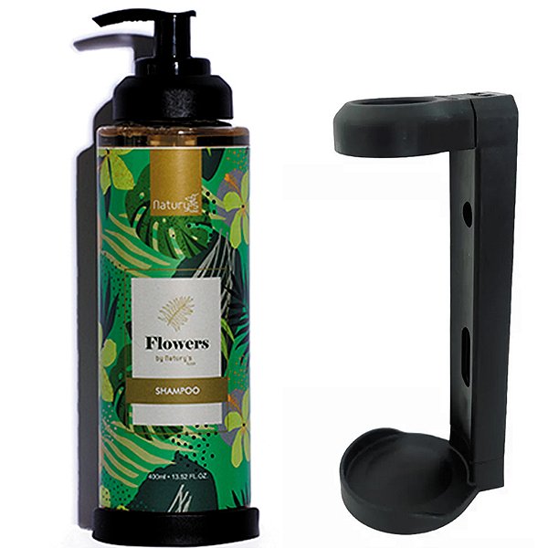 Kit Shampoo Flowers by Natury's Luxo Frasco 400ml Dispenser (Vávula Pump) + Suporte