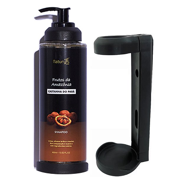 Kit Shampoo Castanha do Pará Frasco 400ml Naturys Luxo Dispenser + SUPORTE