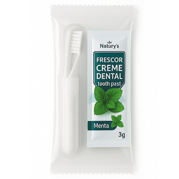 100 Kits Escova Dental Adulto Trip com Creme Dental 3g Para Hoteis, Hospital, Odonto