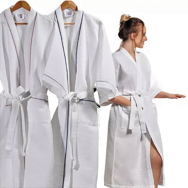 Roupão Golden Piquet Hotel Unissex 195 g/m² Friso Branco Teka Profiline
