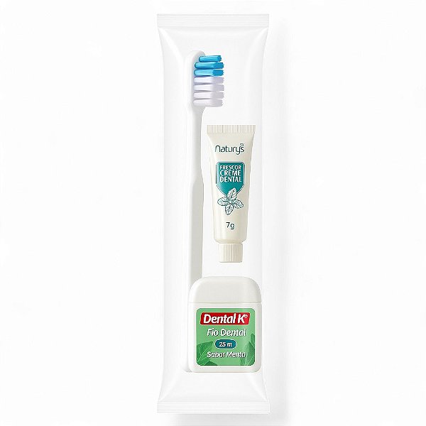 500 Kits Escova Dental com Creme Dental 7g + Fio Dental 25m Embalado