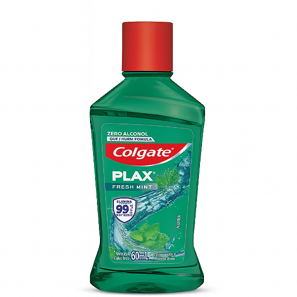 Enxaguante Bucal Colgate Plax Fresh Mint 60ml Zero Álcool