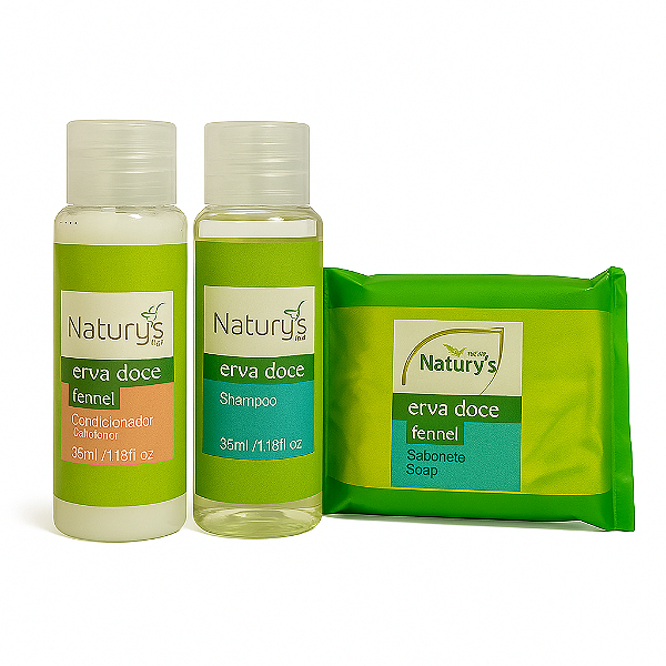 Kit Shampoo + Condicionador 35ml + Sabonete 20g Erva Doce – Naturys