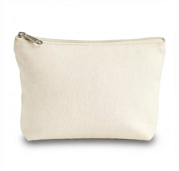 Necessaire Algodão Cru 17x11 Zíper Para Higiene Maquiagem Bege Lisa