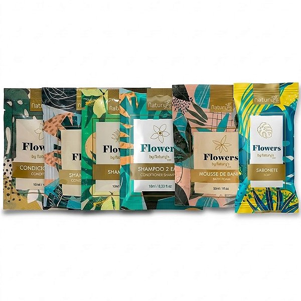 Kit Amostra Amenities Flowers Natury's Luxo - 8 Itens para Hotelaria, Airbnb e Pousadas