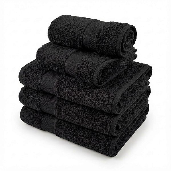 Kit 5 Toalhas de Banho Teka Duomo Preta – Conforto, Sofisticação e Absorção Superior