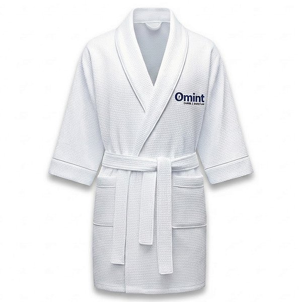 Kit 6 Roupão Personalizado Teka Piquet Favo - Branco (Tamanho G) - Com Bordado Exclusivo